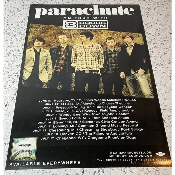 Parachute Band "Losing Sleep" Double Sided Promo Poster, Mercury Records, 2009 - Picture 1 of 3